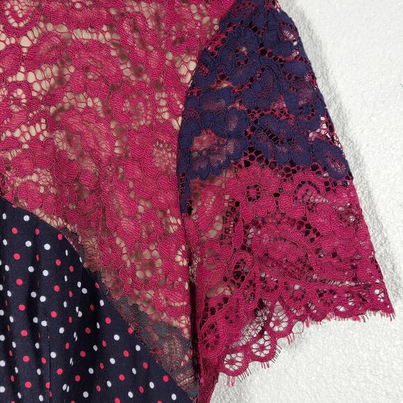 French Connection Women’s Dress Y2K Romantic Lace Polka Dot Pleated Skirt US 8 - Picture 8 of 11